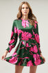 Eartha Floral Sevilla Satin Ruffle Dress